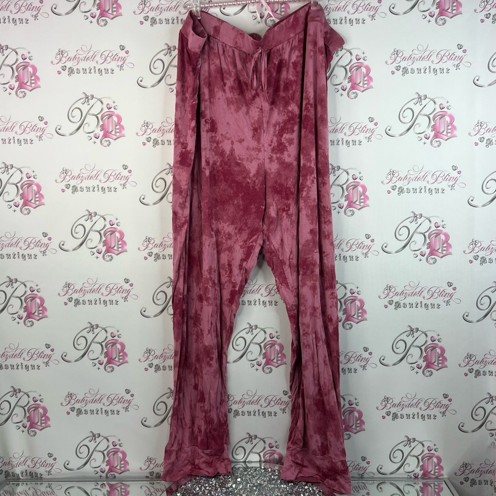 Tivoglio pants tie dye stretchy soft lounge pj pink Dusty Rose Lounge Pants